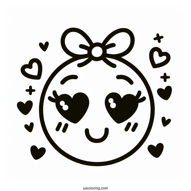 Smiling Face With Hearts Emoji Coloring Page For Preschoolers