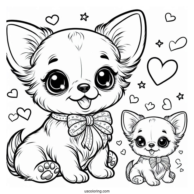 Cute Baby Chihuahua Coloring Page For Preschoolers