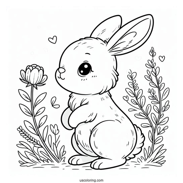 Rabbit Standing On Hind Legs Coloring Sheet