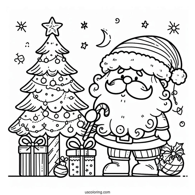 Super Easy Outline Of Santa To Color For Toddlers