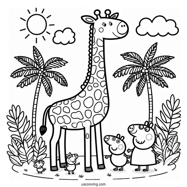 Gerald Giraffe With Family And Peppa