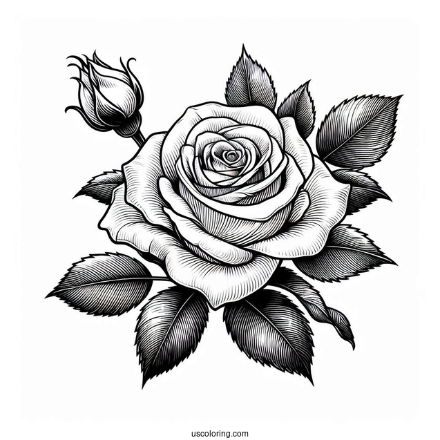 Realistic Rose Coloring Page