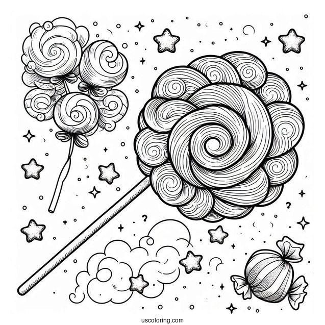 Candy Floss Coloring Sheet For Kids