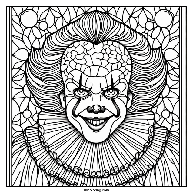 Smiling Pennywise Stained Glass Coloring Page