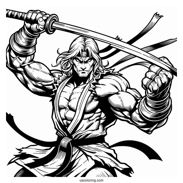 Street Fighter Coloring Page Of Vega With His Sharp Blades