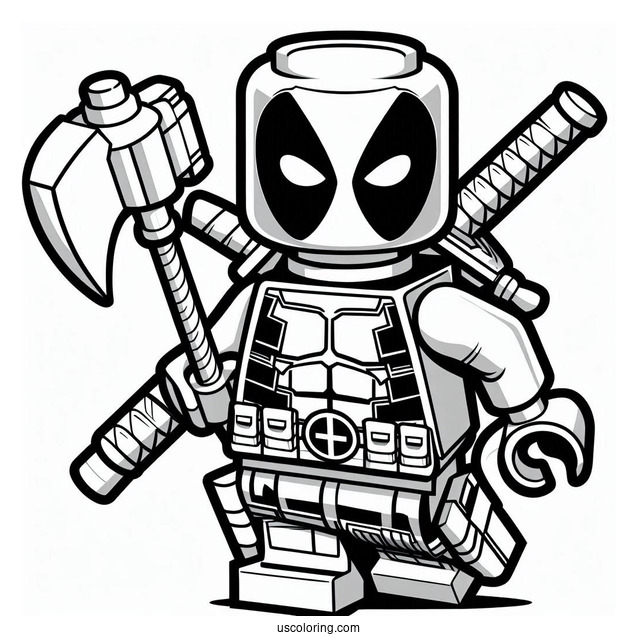 Lego Deadpool Coloring Sheet For Kids