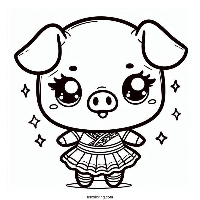 Cute Chibi Piglet Coloring Pages For Kids