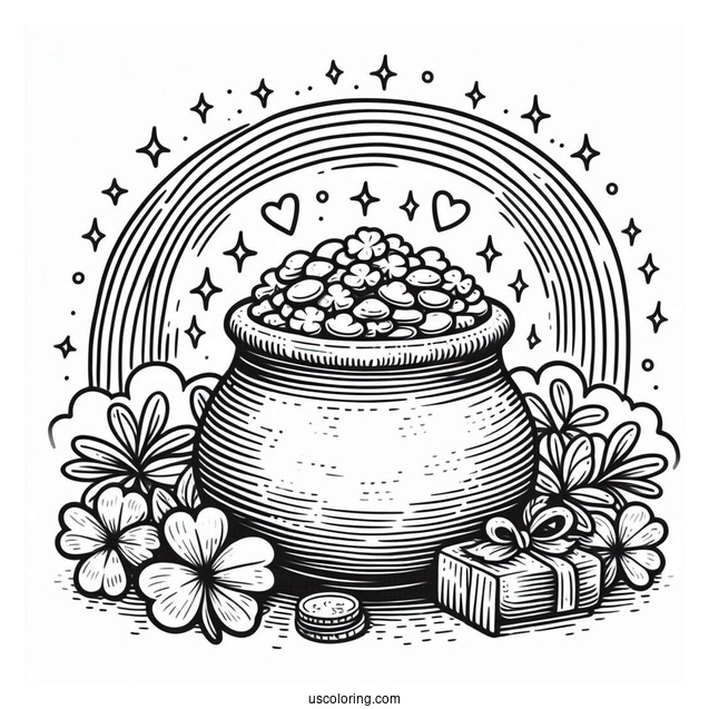 Simple Pot Of Gold At End Of The Rainbow For Kids