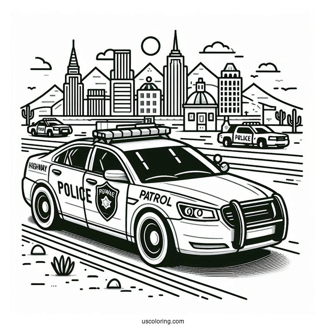 Highway Patrol Police Car To Color