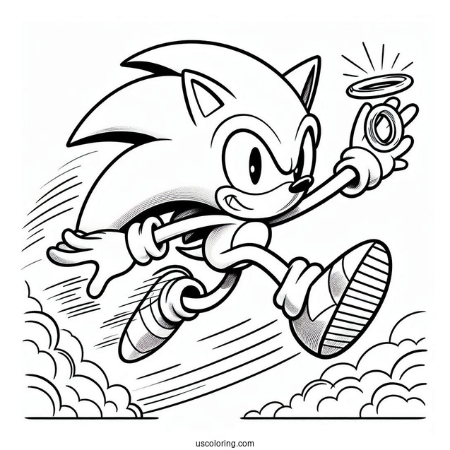 Sonic Leaping Through Air With Ring