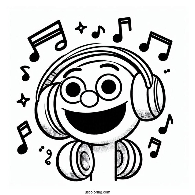 Sing Coloring Page Of Eddie Noodleman With Headphones Around Neck