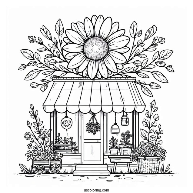Spring Coloring Page Flower Shop