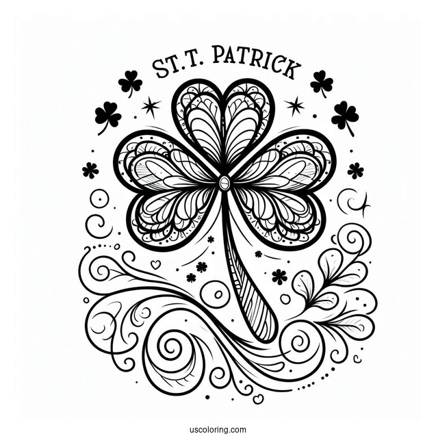 Simple St. Patrick's Day Coloring Page With A Shamrock