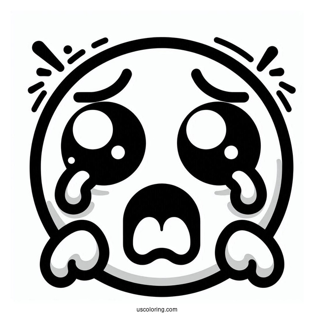 Face Screaming In Fear Emoji Coloring Page For Preschoolers