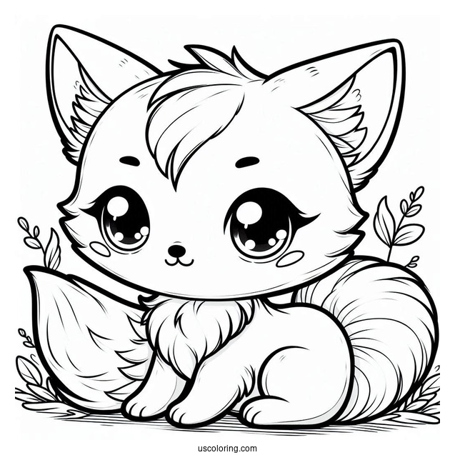 Chibi Fox Coloring Page For Kids