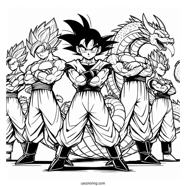 Dragon Ball Z Dragon Team Coloring Page