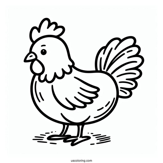 Simple Outline Of a Chicken To Color