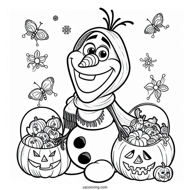 Halloween Themed Olaf Coloring Sheet