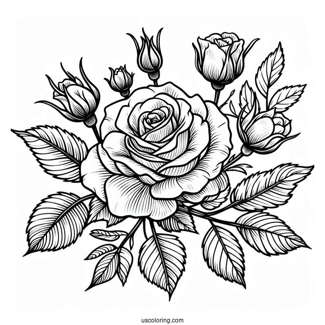 Blooming Roses Coloring Sheet