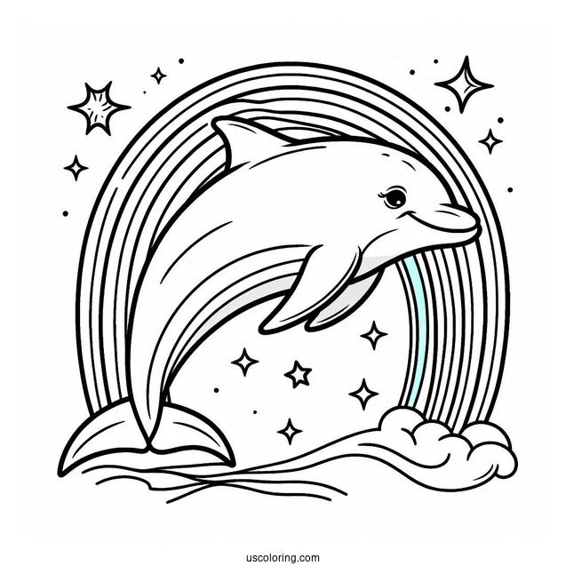 Dolphins With Rainbow Coloring Page