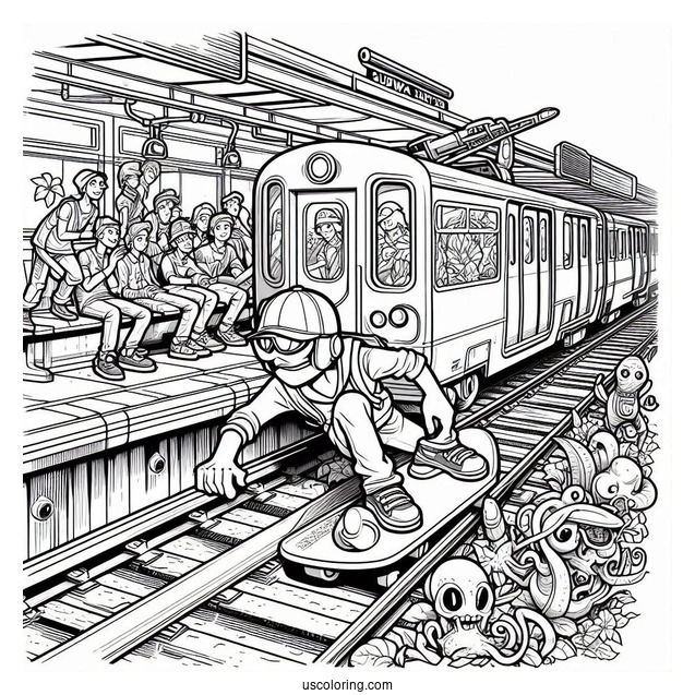 Detailed Subway Surfers Coloring Page Poster