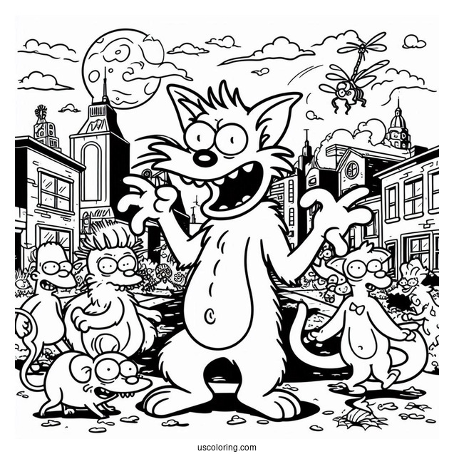 The Itchy And Scratchy Show Coloring Sheet