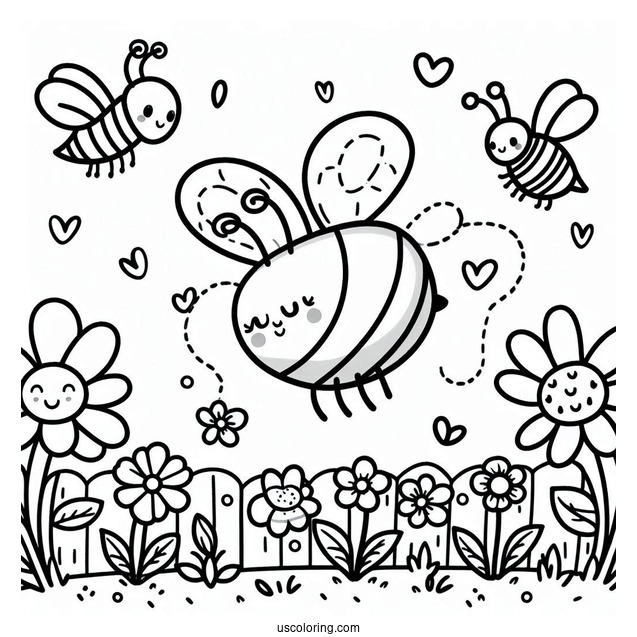 Happy Spring Coloring Page Bee Coloring Page For Preschoolers