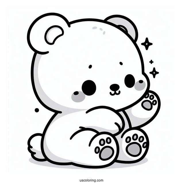 Cute Baby Polar Bear With Paw Up