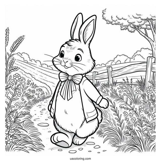 Easy Peter Rabbit Coloring Page Walking Down A Path