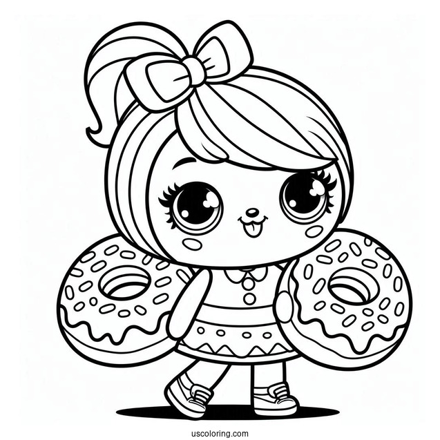 Easy Donnatina Shopkins Carrying Donuts To Color