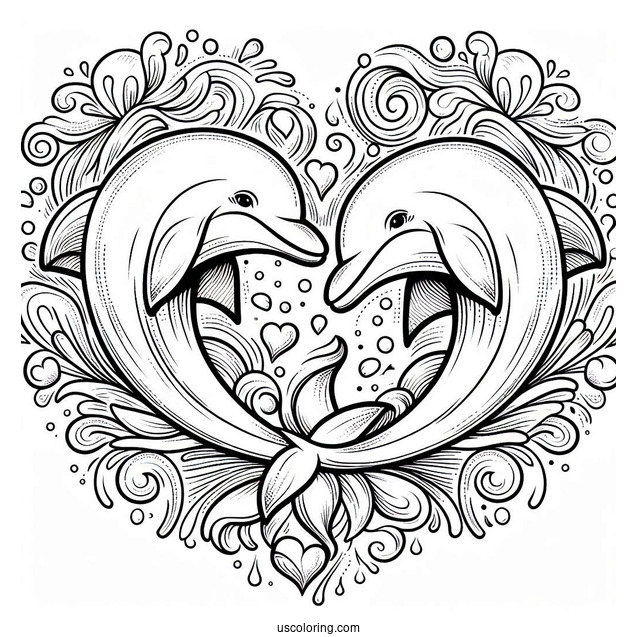 Two Dolphins Shaped In A Love Heart