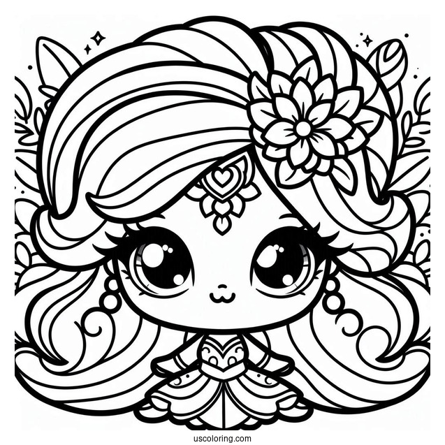 Shimmer And Shine Coloring Page Of Kawaii Tala For Kids
