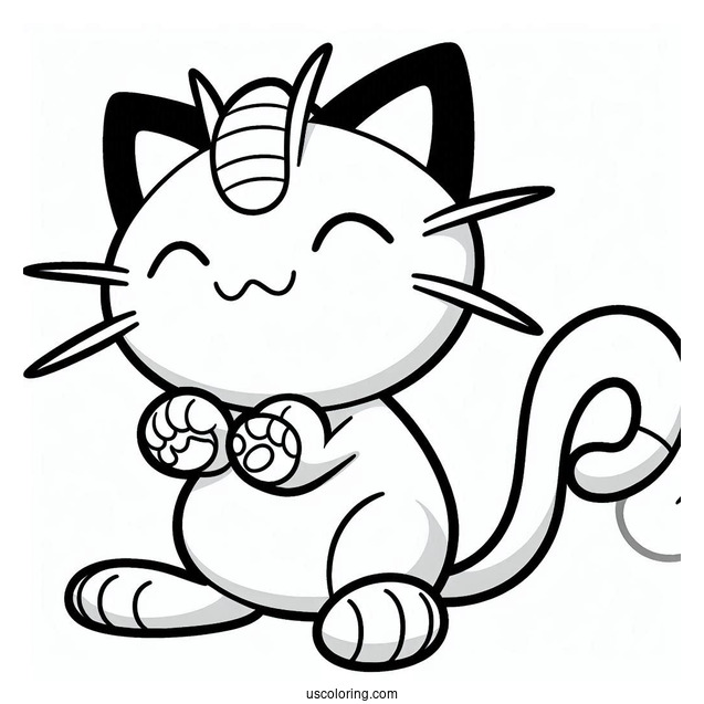 Meowth With Paw Up Coloring Page