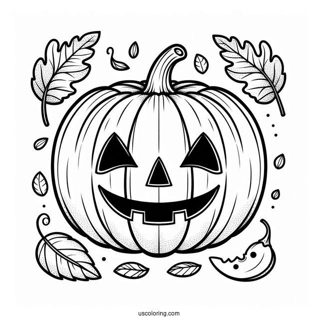 Pumpkin Coloring Page Of Jack O Lantern With Cut Out Eyes And Mouth