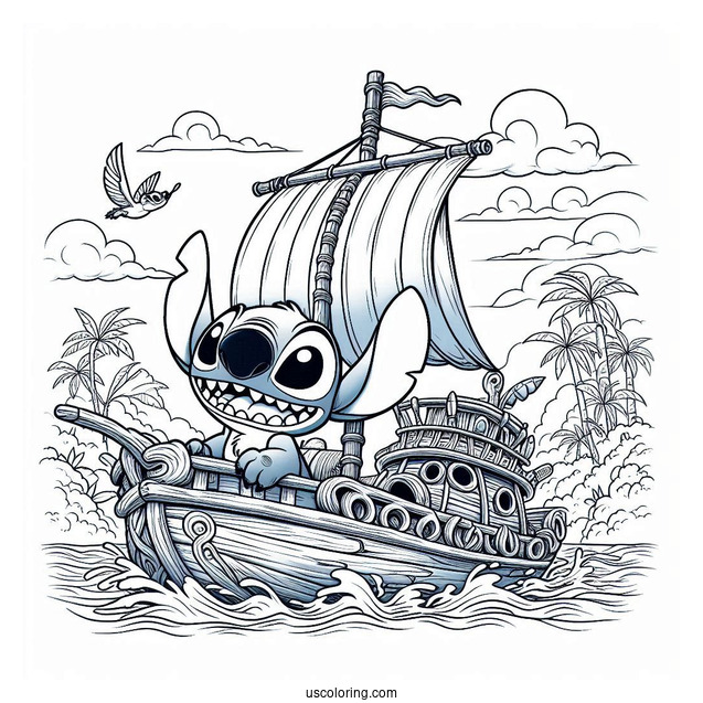 Lilo & Stitch Coloring Page Of Detailed Jumba's Ship