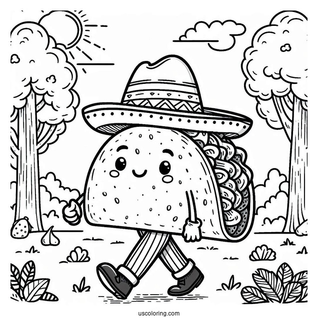 Taco With A Fedora Hat Strolling In The Park