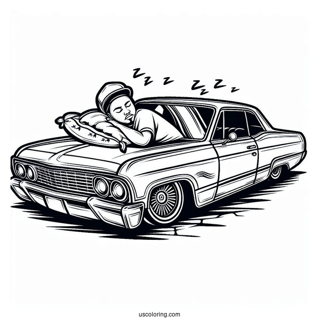 Sleep Lowrider Coloring Page Car Outline For Kids