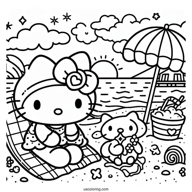 Cute Sanrio Coloring Page My Melody At The Beach