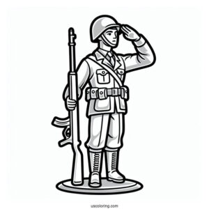 Plastic Toy Soldier Coloring Page Saluting