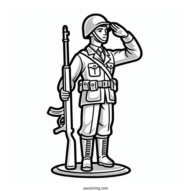 Plastic Toy Soldier Coloring Page Saluting