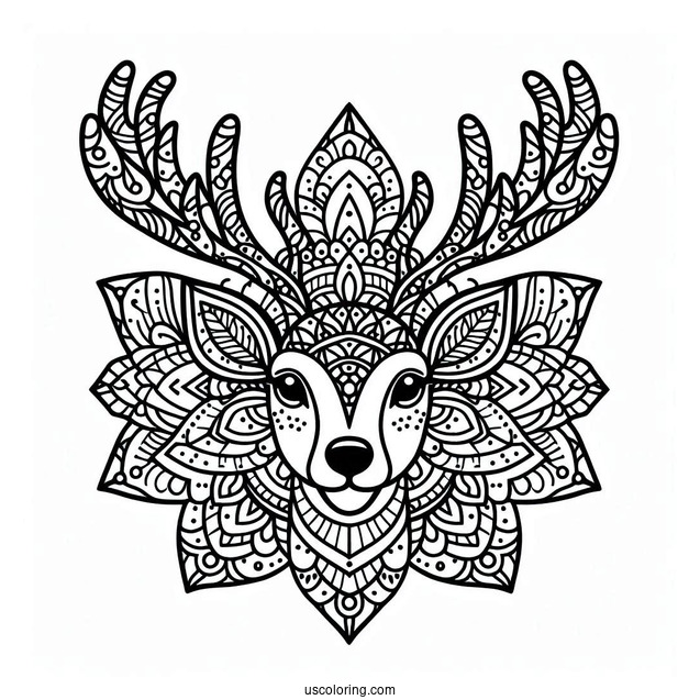 Reindeer Mandala Coloring Sheet For Relaxation