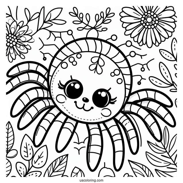 Cute Cartoon Spider Coloring Page For Kids