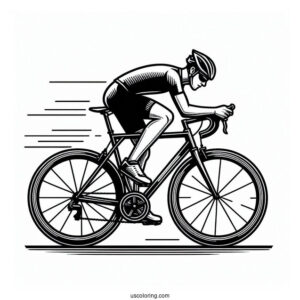 Cyclist Racing With Bicycle Coloring Page