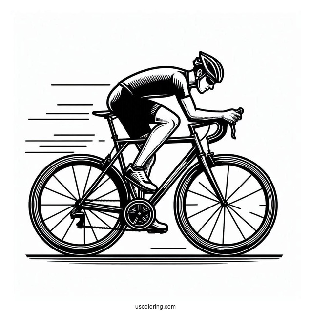 Cyclist Racing With Bicycle Coloring Page