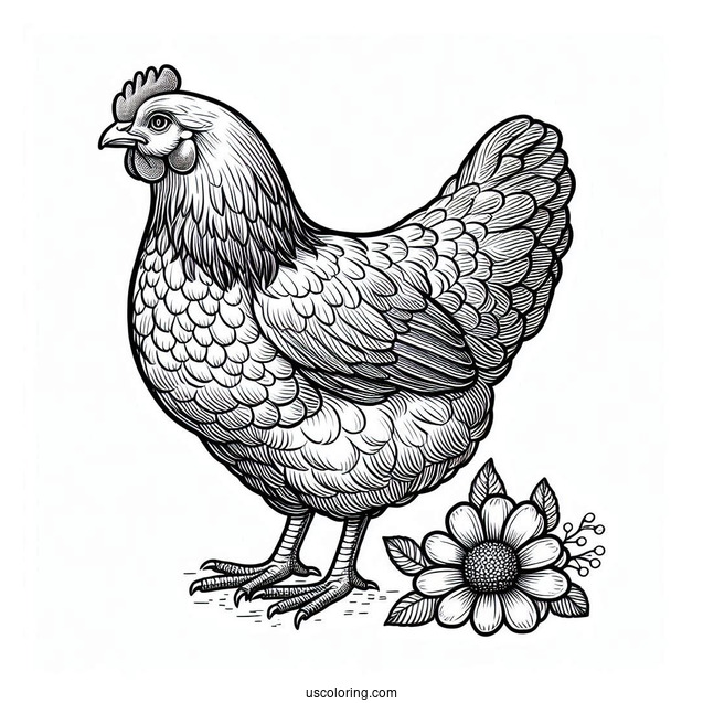 Rhode Island Red Chicken Coloring Page