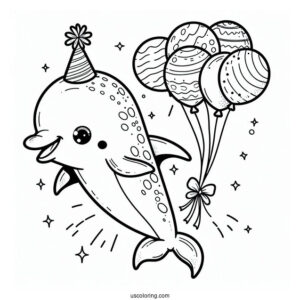 Dolphin Wearing Party Hard With Balloons