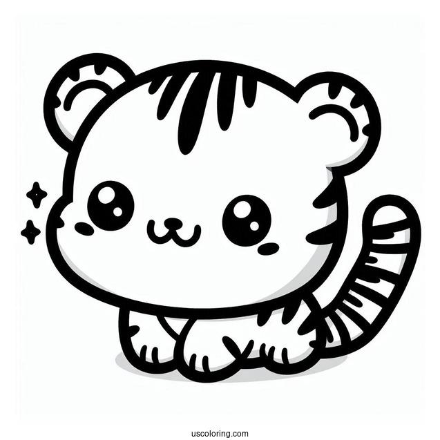 Kawaii Tiger To Color