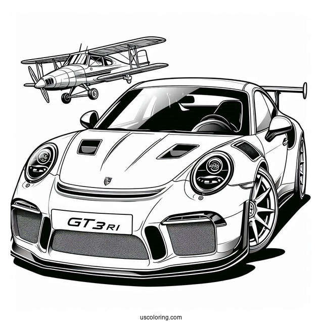 Easy Porsche Coloring Page GT3 RS For Kids