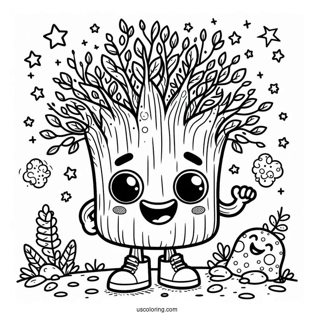 Happy Sprunki Coloring Page Of Mr Tree