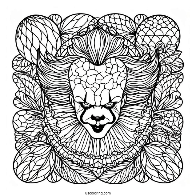 Intricate Pennywise Stained Glass Coloring Sheet